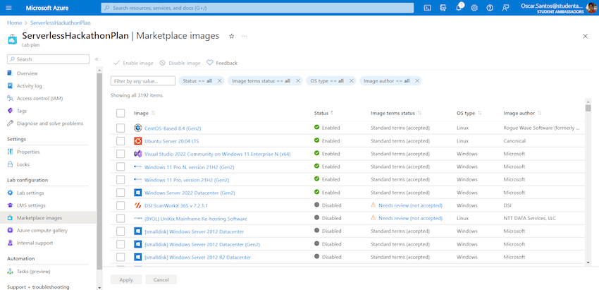 Marketplace images where you have multiple options between popular Linux and Windows images. Sych as Ubuntu or Windows Server.